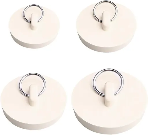 Set of 4 drain stoppers - sink stoppers - rubber drain plugs and kitchen sink stoppers with hanging ring - Suitable for bathtubs and bathrooms (4 sizes)