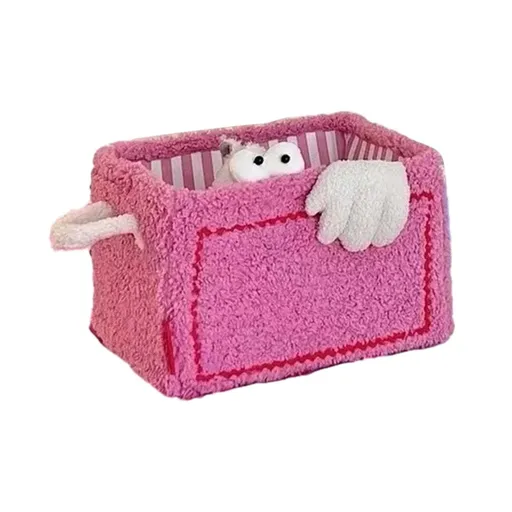 Cute Cube Storage Box Little Toy Snack Organizer Folding Storage Box Suitable For Children Boys Girls Nursery Playroom (Pink)