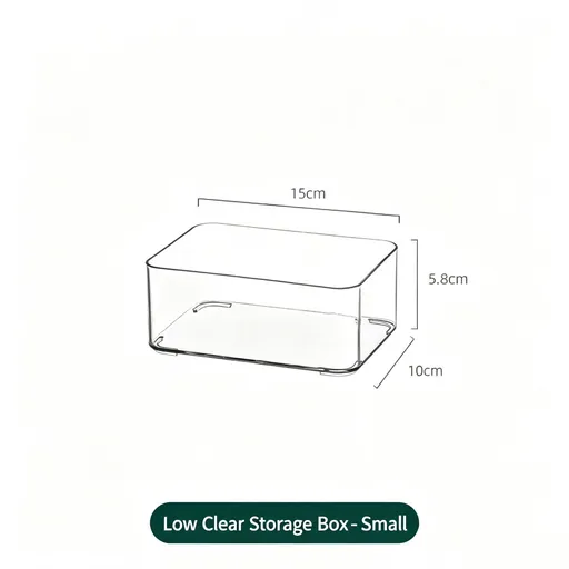 Low Profile Clear Storage Box, Small Size Acrylic Cosmetic Tray For Mirror Cabinet