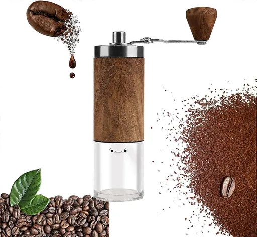 Manual Coffee Grinder - Ceramic Burr, Adjustable Grind Levels for Drip & Espresso
