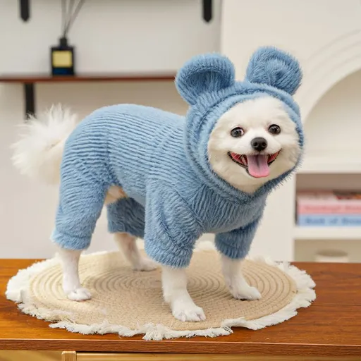 Wewang Pet Four Leg Jacket Polyester 525 Four-Legged Clothes Misty Blue XS (Chest 30cm, 1-3 jin)