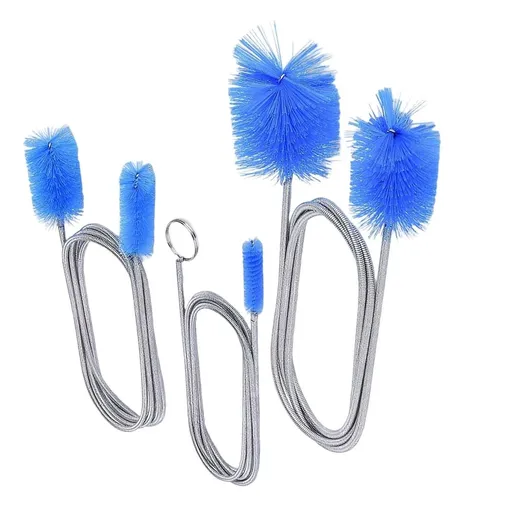 Flexible Drain Brush Set,3 Pcs Long Stainless Steel Tube Cleaner with Double Ended Nylon Bristles for Kitchen Sink Pipe,Blue