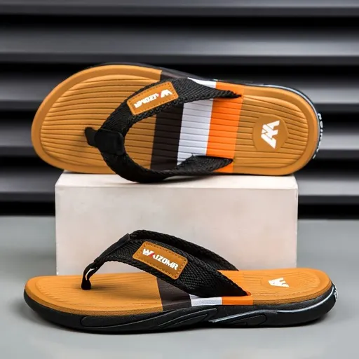 Men'S Flip-Flops Summer Sandals Thick-Soled Anti-Slip Anti-Odor Wear-Resistant - Khaki - Size 41