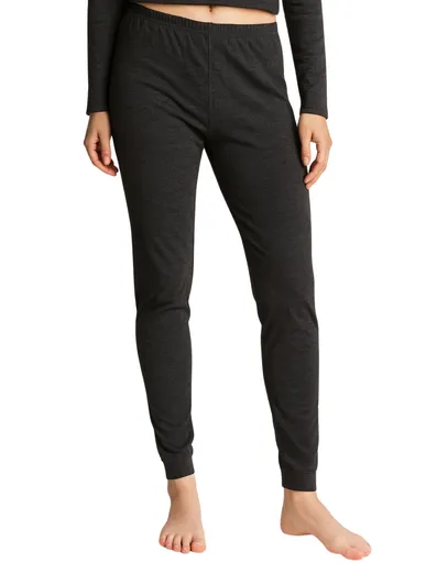Womens Merino Wool Blend Long Janes Thermal Underwear Layer Thermals Leggings Pants - Black