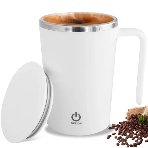 Self Stirring Mug, Electric High Speed Mixing Cup, Self Stirring Coffee Stainless Steel Mug with Lid, 14oz