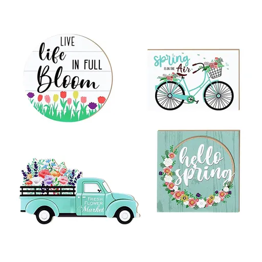 Easter Tiered Tray Decor Farmhouse Mini Wood Spring Signs Decorations for Home Desk Ornament