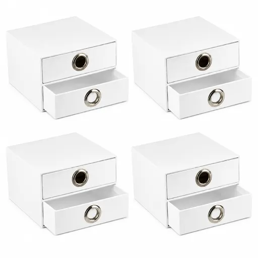 4x Italplast EAZI FOLD 2 Drawer Storage Tidy Compartment Office Foldable Recyclable in White