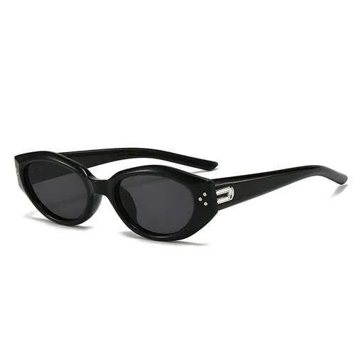 Black Retro Oval Sunglasses for Women | Face-Slimming High-End Design | Ultra-Light UV Protection 3-Piece Set