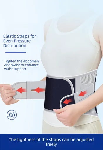 Size M Grey Wide Breathable Lumbar Support Belt – Adjustable Back Brace for Pain Relief & Posture Correction