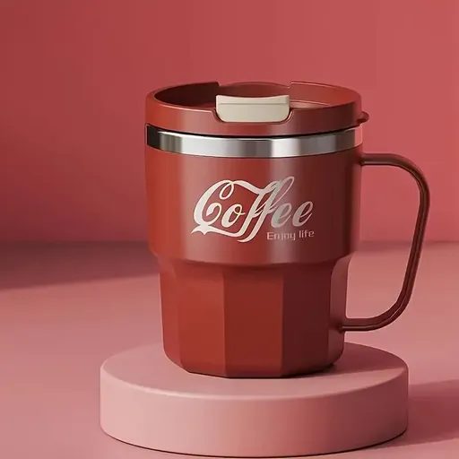 400ml Dual-Drink Coffee Cup: 304 Stainless Steel, Hot/Cold Brew, Switch Between Direct-Sip & Wide-Mouth, Lightweight & Leak-Proof for On-the-Go./red
