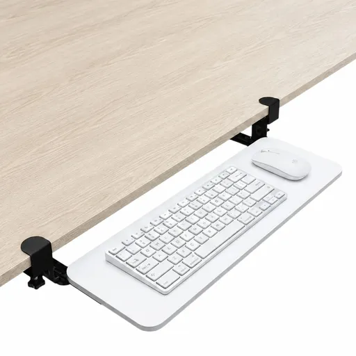Tooleroo Computer Keyboard Tray Under Desk Clamp On Pull Out 65cm - White