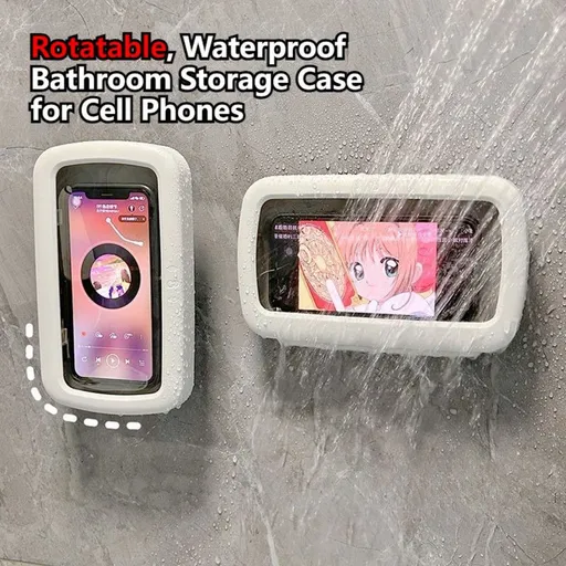 Rotatable Wall‑Mount Waterproof Phone Case for Bathroom, Touchable Shower Phone Holder for Watching Videos