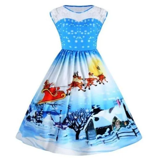 House Of Dasein Festive Lace Christmas Dress - Sky Blue - M