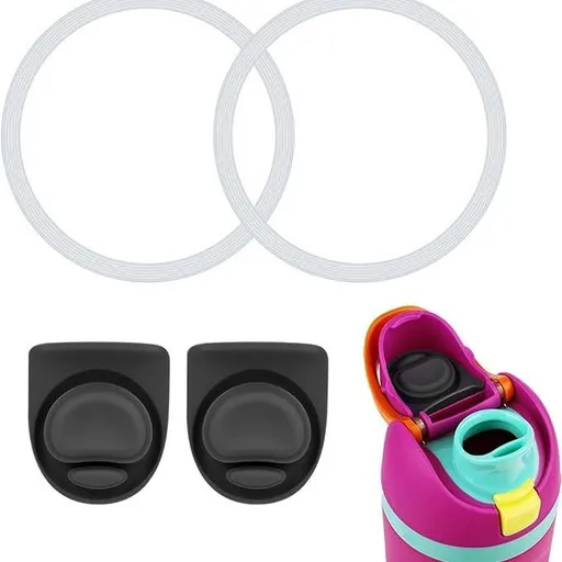 4pcs Bottle Seal Ring & Replacement Stopper for BPA-Free Silicone O Ring Water Bottle Top Lid Replacement Parts