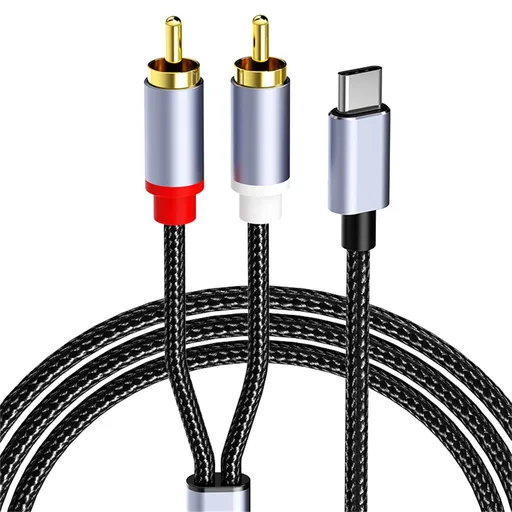 USB C to 2RCA Audio Cable, 2RCA Jack USB-C Audio Cable,Type-C to 2RCA Male to Male Y-RCA Splitter, for Smartphone, Tablet, Car Stereo, Home Theater, DVD, Amplifier, Speaker Multicolor