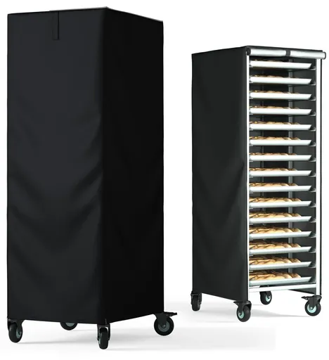 Bread Rack Cover, Pan Rack Cover, Bread rack dust cover with zipper, high density waterproof oxford cloth material (black 420D,59*72*163cm )