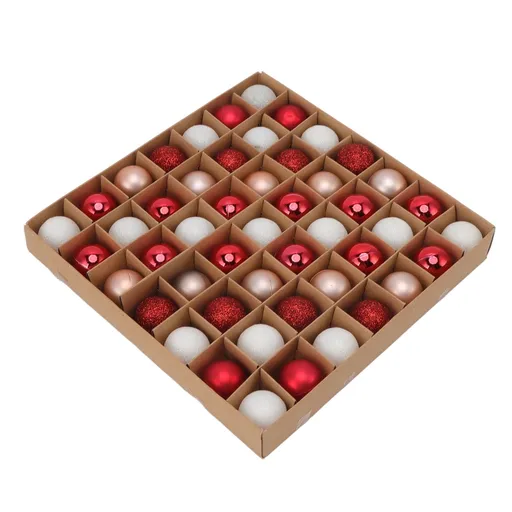 49pcs Mini Christmas Ball Ornaments Shatterproof Shiny Colorful Christmas Ball for Holiday Wedding Party Decoration Red White Pink