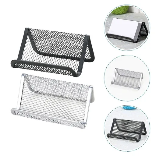 6-Pack Metal Business Card Holders with Mobile Phone Stands, Desk Organizer for Office and Home Use