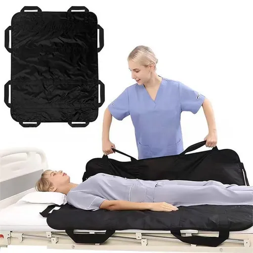 Positioning Bed Pad with Handles,48" × 40" Transfer Sheet for Repositioning,Turning and Lifting,Washable Positioning Bed Pads for Elderly,Patient,Handicap,Caregiver - Black - Size 2 pack