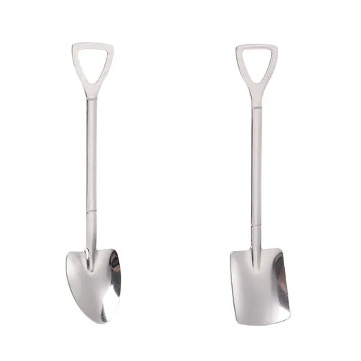 2 Pcs Stainless Steel Shovel Shape Spoon Pointed Spoon Coffee Tea Sugar Stirring Spoon Cake Dessert Spoon, Cat Dog Food Scooping