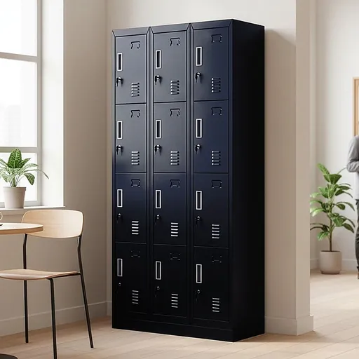 12-Door Steel Locker – Black, Standard Lock with 2 Keys