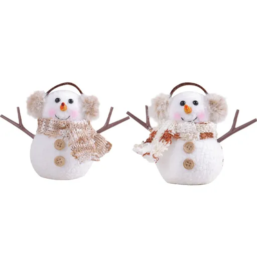 2pcs Enchanting Illuminated Mini Snowman Ornament for Christmas Home Decor