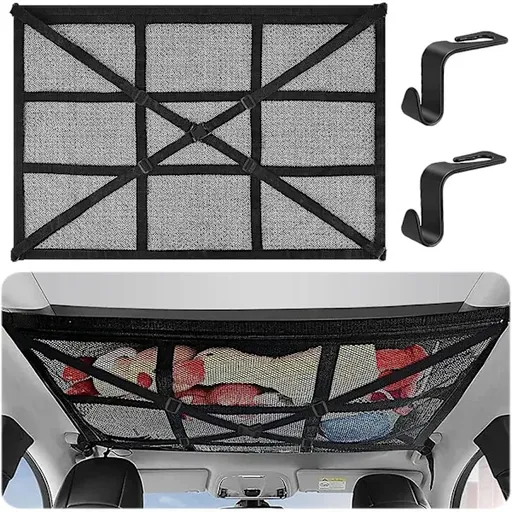 Replacement Car roof storage net 90cmx65cm Universal luggage bag for travel and organization Four armrests., Transparent Color