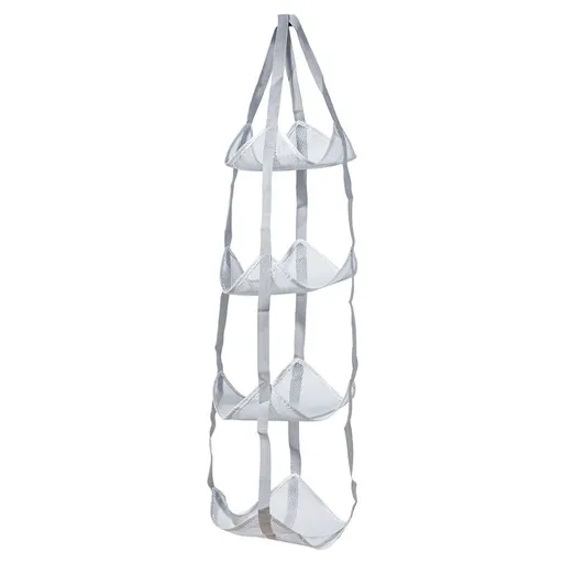 4-Tier Hanging Mesh Ball Storage Organizer, Basketball Storage for Sports Balls & Helmets, Space-Saving Hanging Ball Holder for Garage, Basement, Bedroom (Grey)