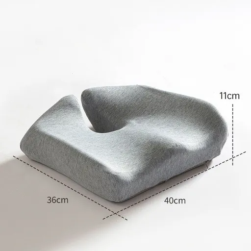 Pressure Relief Seat Cushion for Long Sitting Hours on Office/Home Chair, Car, Wheelchair - Extra-Dense Memory Foam for Hip Light gray