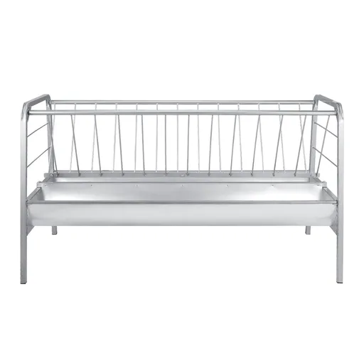 Livestock Hay Feeder, 2 in 1 Grain & Hay Feeder, 300L Capacity, 147 cm Long Goat Pasture Feeding with Deeper Feeding Pan, Heavy Duty Steel Grain Holder for Sheep Sheds, Farms, Horse Barns, Yards