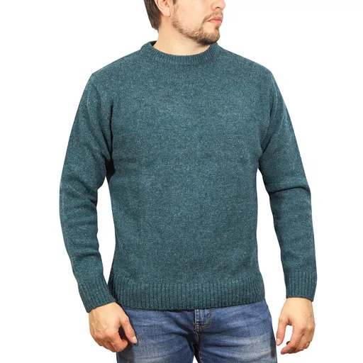 Crew Neck Jumper 100% Shetland Wool Pullover Mens Sweater Sherwood