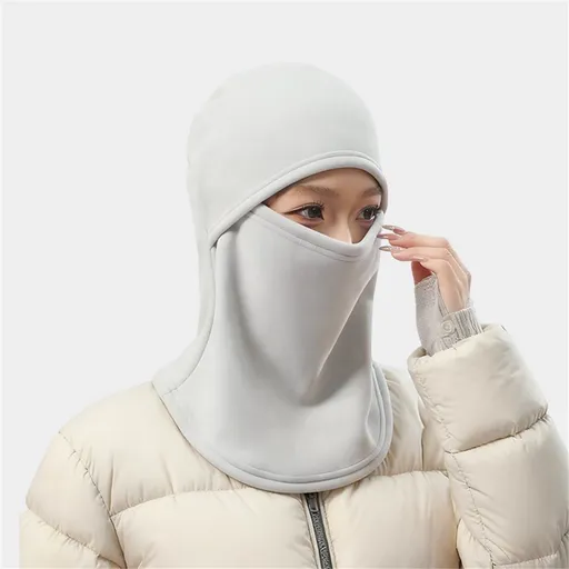 Cold Weather Ski Mask for Men Windproof Thermal Winter Scarf Mask Women Neck Warmer Hood for Cycling（Milk white gray）