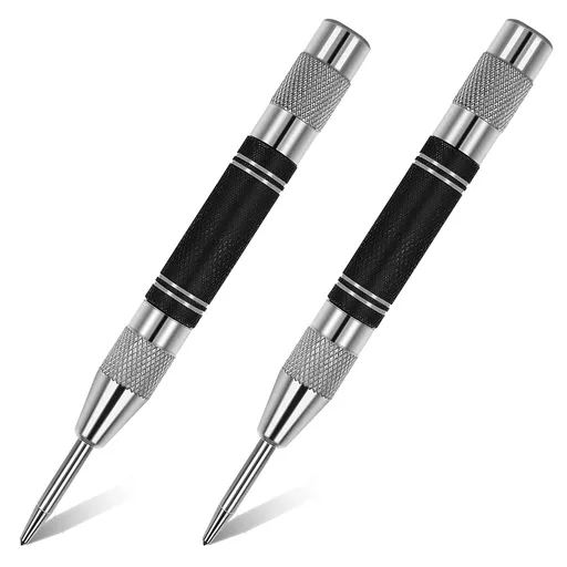 Automatic Center Punch, 2 Pack 5 IN Spring Loaded Tension Center Punch Automatic Center Hole Punch with Adjustable One-Handed