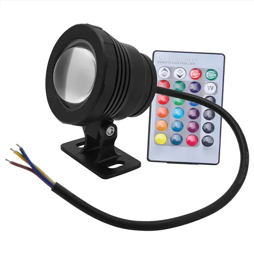 RGB LED Underwater Light Waterproof Multi color Outdoor Garden Spotlight AC/DC 12V (black)