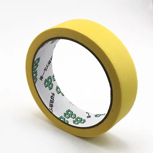 Handheld Masking Tape Dispenser with Tear-Off Serrated Edge and Assorted Color Paper Tape Rolls for Painting, DIY Crafts, Labeling, and Surface Protection Tasks (5 Rolls Yellow Masking Tape)