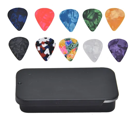 10Pcs Guitar Picks Boost Bass Portable Colorful Retro Cosmic Star Sky Pattern Guitar Pick for Bass Banjo Ukulele0.46mm Black Box