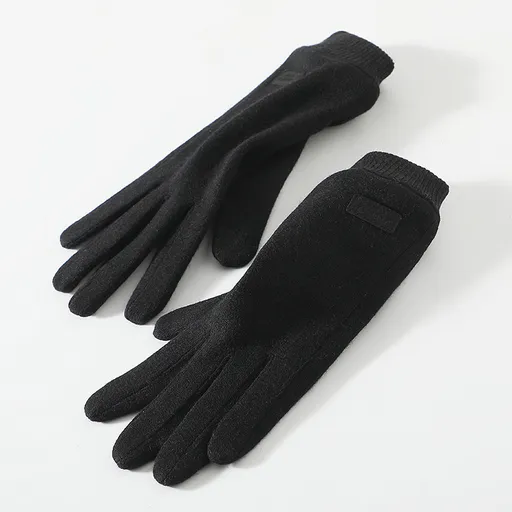 Black Elegant Women's Wool Blend Winter Gloves - Cozy Fleece-Lined Touchscreen Warmth