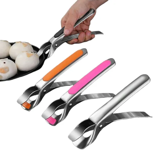 2pcs Air Fryer Camping Tools Anti-scald Tongs Pan Gripper Pot Clip Bowl Clip Black
