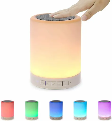 Night Light Bluetooth Speaker Wireless Portable Smart Touch Control Bedside Table Lamp with Colorful Led, Best Gift for Teens Kids
