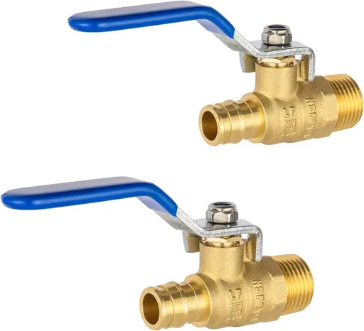 (Pack of 2) Cold Expansion Pex-A 1/2-inch X 1/2 Inch Male MPT Brass Shut-off Ball Valve for Pex-A Pipe Connection, ASTM F1960, Blue Lever, cUPC Certified,(VALVE445)