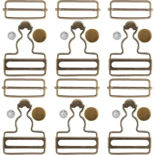 14 Sets Metal Overall Buckles, 1-1/2" Dungaree Replacement Clasp Clips with Adjustable Slide Buckle Buttons for Suspender Jeans Bib Pants DIY Sewing Accessories, Bronze