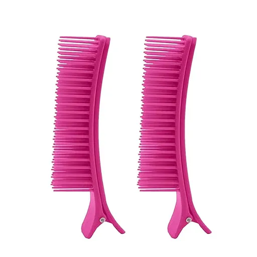 Hair Sectioning Grip Clips , Pink Nonslip Hair Clips，Section Hair Quickly and Efficiently while Coloring, Cutting, and Styling, Brush-Like Top Half with Sectioning Bottom Half (2 Pack)