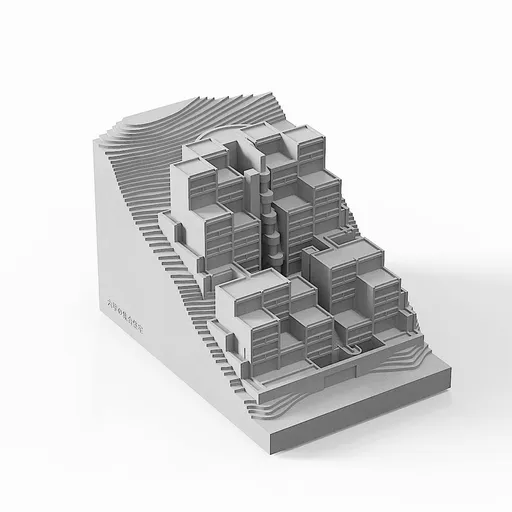 Rokko Housing Concrete Architectural Model - Minimalist Desk Decor & Collectible Sculpture for Architects and Design Lovers（Grey）