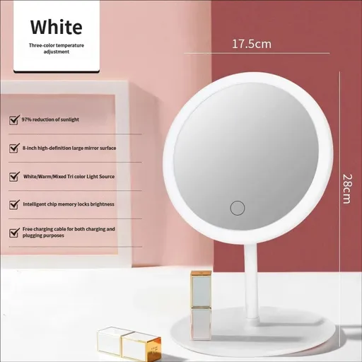 3PCS LED Makeup Mirror with Lights - Portable Tabletop Vanity Mirror, INS Style, White