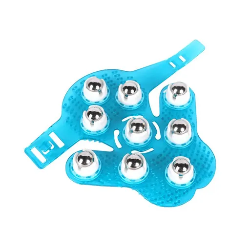 Palm Shaped Massage Glove Body Massager with 9 360-degree Metal Roller Balls for Pain Relief and Body Care 2pcs