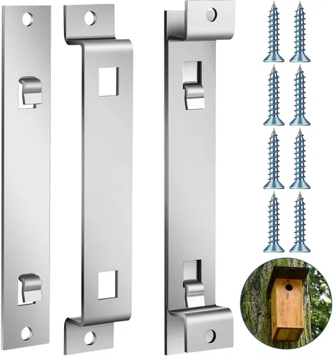 2 Sets Bird House Hanger Bracket Stable Rust Proof Galvanized Steel Mounting Bracket for Securing Bird Houses Nesting Boxes Feeders, Quickly Remove for Cleaning (Silver)