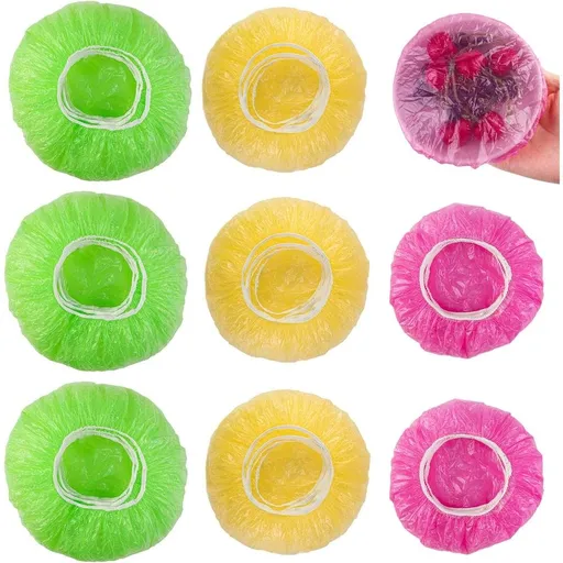 120PCS Reusable Food Bowl Storage Covers Elastic Colorful Bowl Covers Dish Plate Plastic Covers - Variety of 3 Translucent Stretchable Sizes and Colors