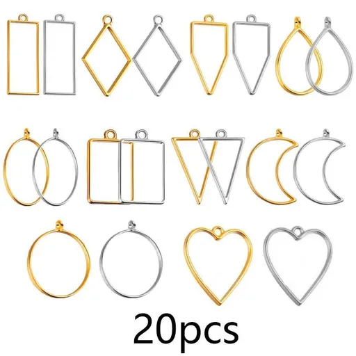 Open Bezels for Resin, 60Pcs Hollow Frame Pendants Resin Craft Bezels Jewelry Molds for Resin Casting, Necklaces Earrings