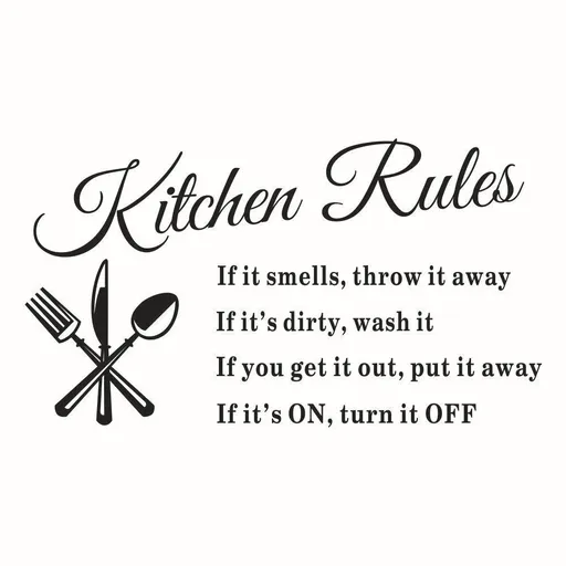Wall Decal Kitchen Rules Art Inspirational Quotes 22 Inch x 13 Inch Black Vinyl Home Decor