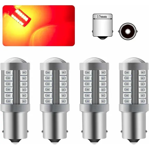 4 X 1156Ba15S LED Bulb Red Super Bright 6000K 5630 33 Smd Backup Light Parking Reverse Position Rear Fog Light Bulb 12V